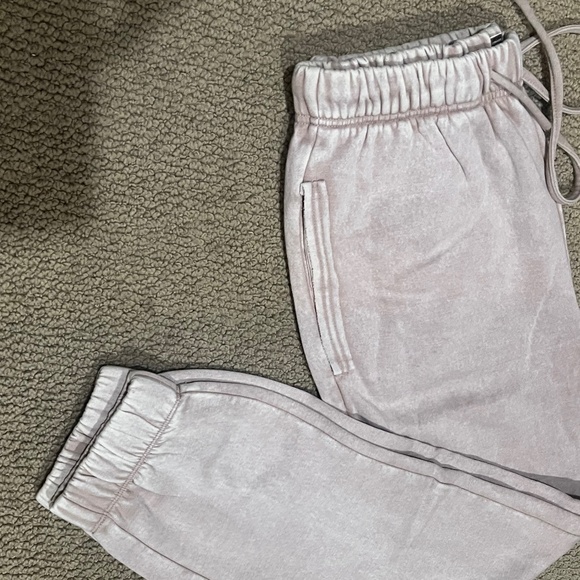 New Zenana Acid Wash Fleece Drawstring Sweatpants Ash Pockets Joggers New - Picture 3 of 7